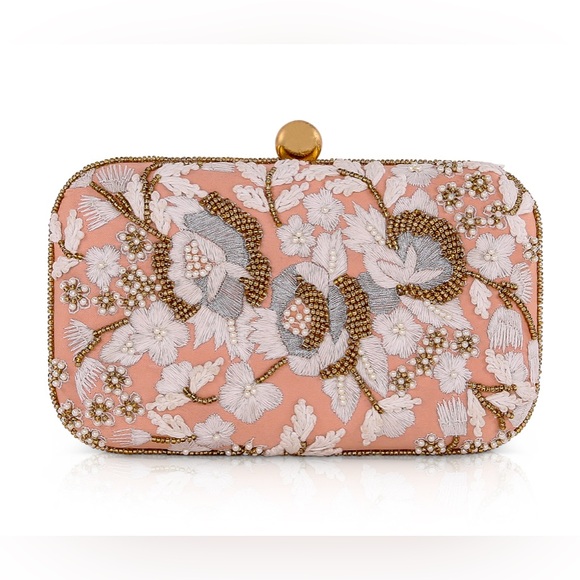 Badgley Mischka Jewel Beaded Floral Embroidered Boho Crossbody Clutch Bag NEW